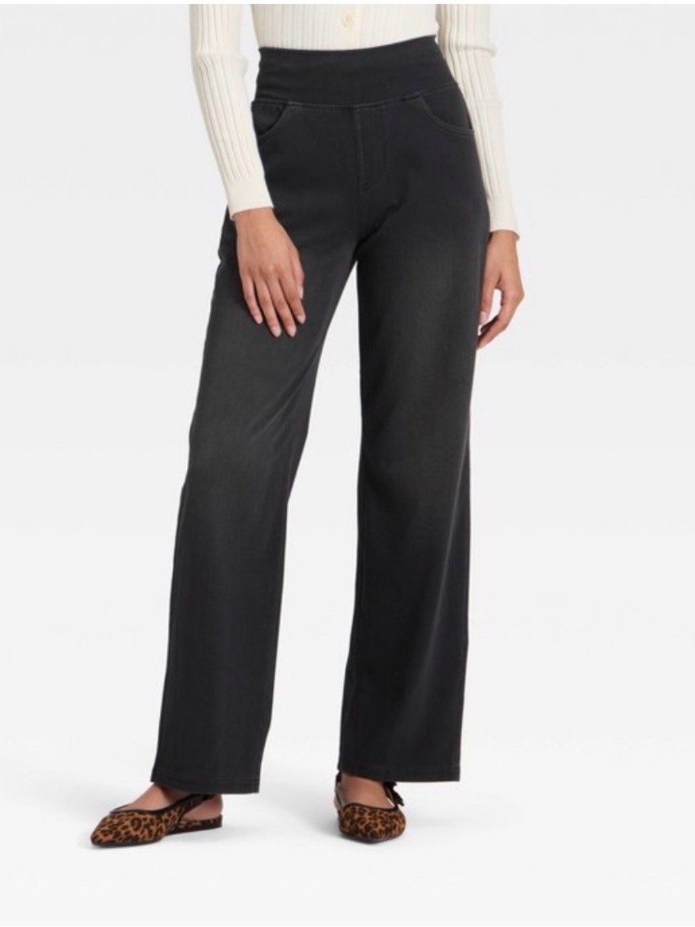 Women's High Waist Wide Leg Stretchy Knit Pants Small